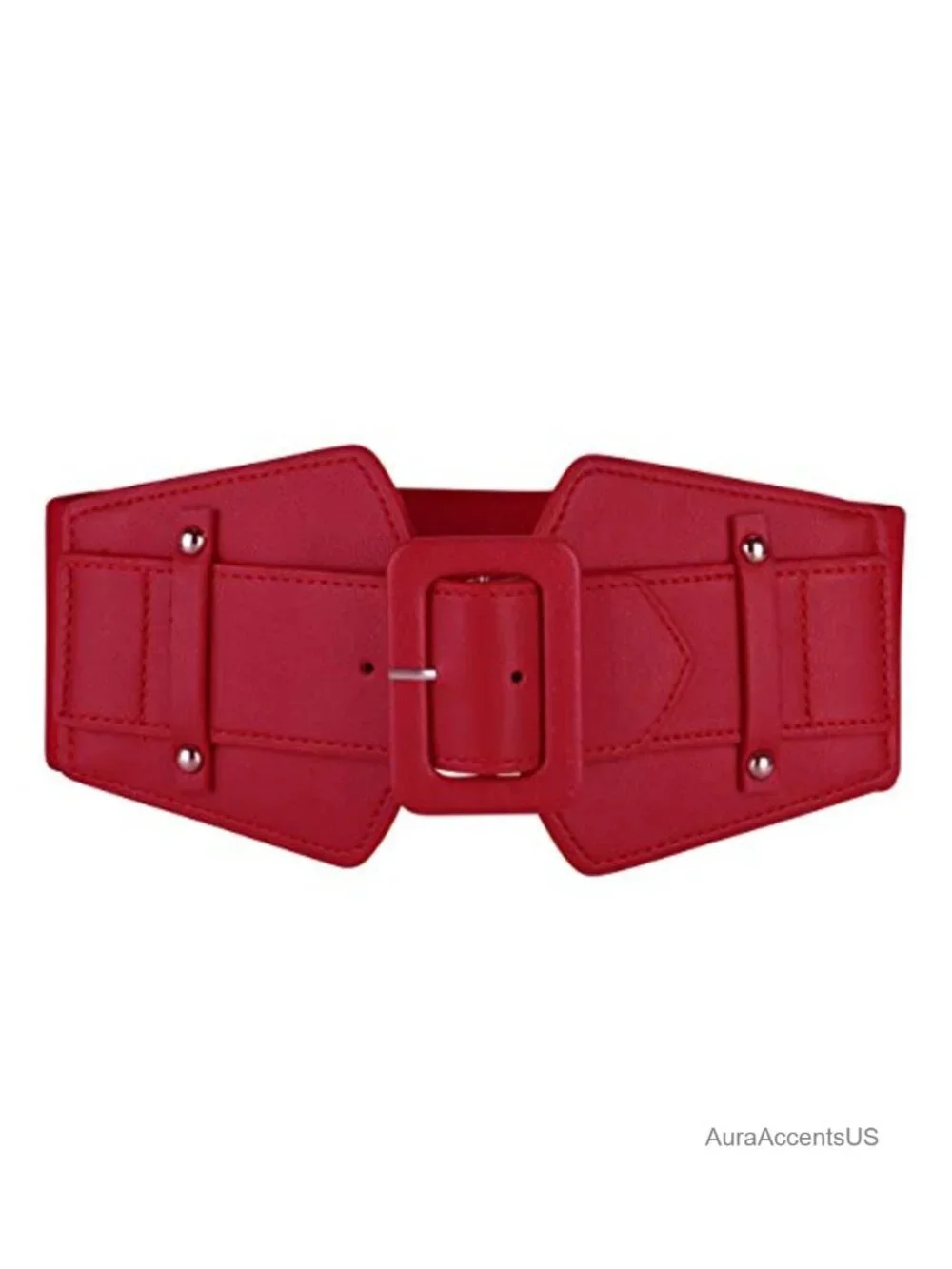 Vintage Wide Elastic Waist Belt with Chunky Buckle for Jeans Dresses